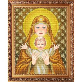 ААМА-3004 Богородица с младенцем в золоте 28х38 