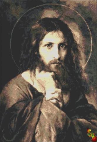 ИК2-0297 Портрет Иисуса 37х54 полная зашивка