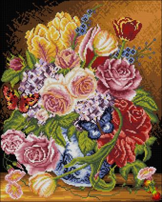 ПК2-2266 Антикварная композиция с розами 37,5х46,5 полная зашивка