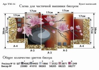 ТМ-14 Букет магнолий 17х27(2шт), 17х38(3шт)