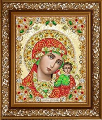 ЖК-4005 Пресвятая Богородица Казанская в кристаллах и жемчуге 20х24