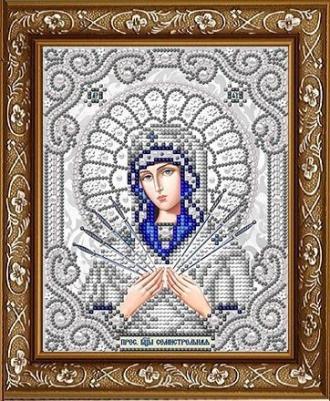 ЖС-5011 Пресвятая Богородица Семистрельная в жемчуге 13,5х17