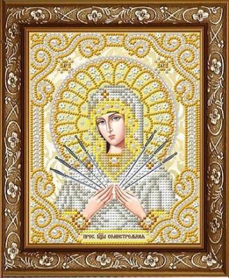 ЖС-5012 Пресвятая Богородица Семистрельная в жемчуге 13,5х17