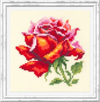 150-003 Красная роза 11х11 Набор вышивка нитками