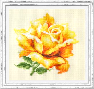 150-005 Жёлтая роза 11х11 Набор вышивка нитками