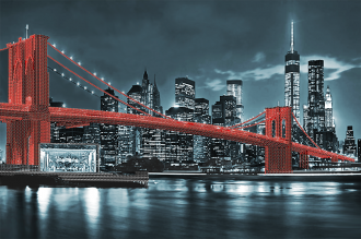 АХ2-035 Бруклинский мост (красный)  (серия «Элит») 49,5х32,5
