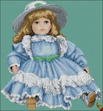 ЧК3-3416 Кукла в голубом платье 37х40