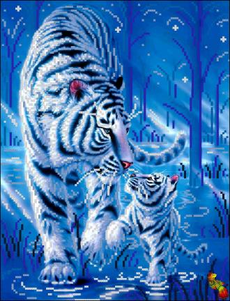ЧК3-3449 Тигрица на голубом фоне 26,5х34,5
