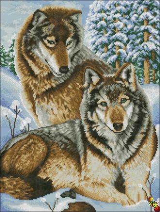 ПК2-2122 Волки на снегу 37,4х49 полная зашивка