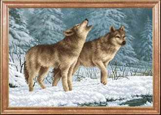 КС-039 Волки на снегу  габардин 39х27