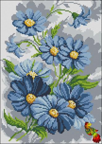 ПК3-3295 Голубые цветы 24х33,5 полная зашивка
