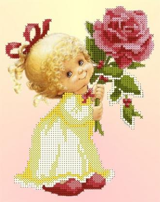 СД-214 Девочка с розой 15х20