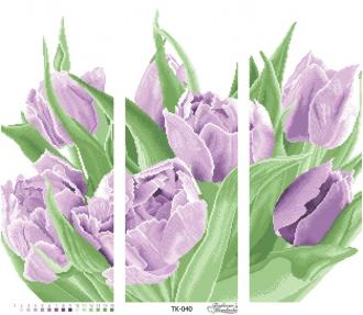 ТК-040 Фиолетовые  тюльпаны Триптих (три части каждая 24х58)