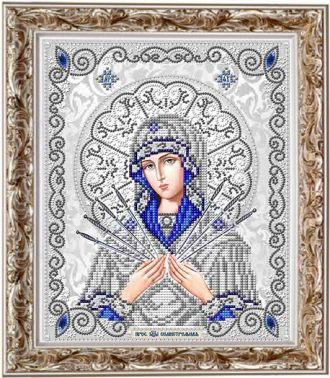 ЖС-4011 Пресвятая Богородица Семистрельная в жемчуге 20х24